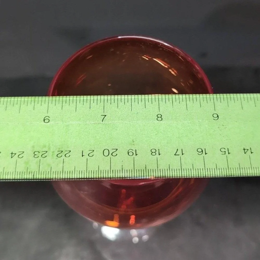 Aromatic Wine Goblet 24 oz, Red Swirl Stem‎ Glass, Vintage Balloon Wine Glass